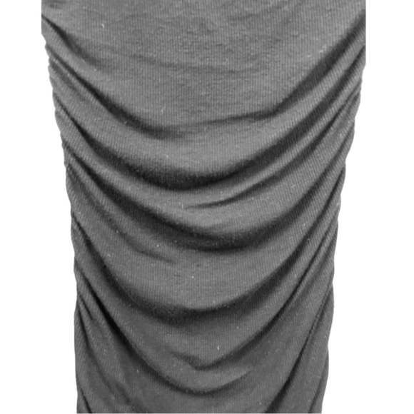 Velvet by Graham & Spencer Black Ribbed Viscose Jersey Ruched Midi Dress Size M - Picture 5 of 8